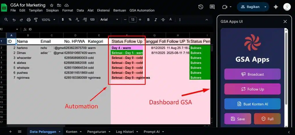 WA Blast Gratis dengan aplikasi GSA automation dan X-sender